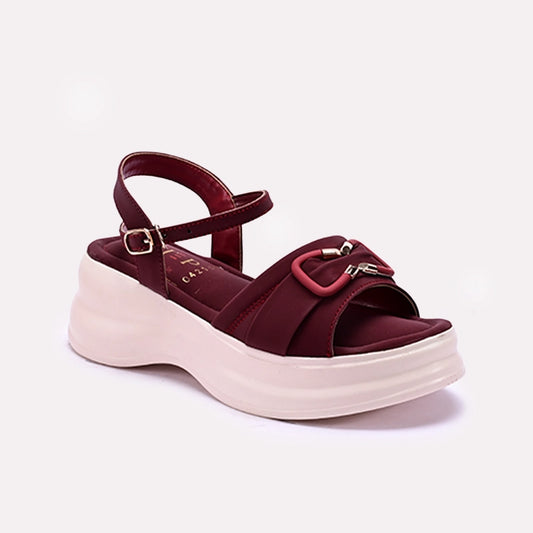 Maroon Casual Platform Sandals 0421500