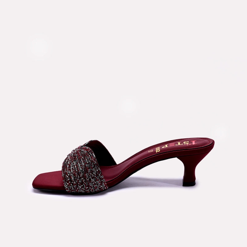 Maroon Fancy Heel Slippers for Women