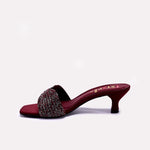 Maroon Fancy Heel Slippers for Women