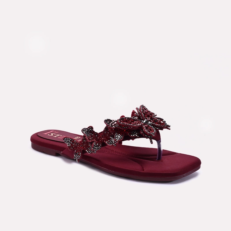 Maroon Fancy Slippers For Women 0412995