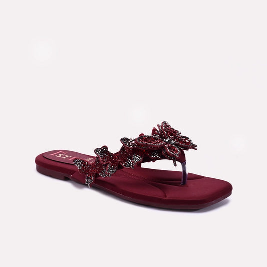 Maroon Fancy Slippers For Women
