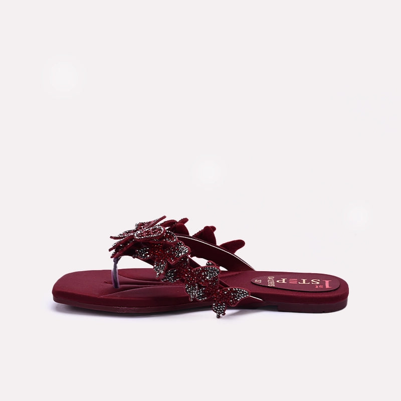 Womens Maroon Fancy Slippers