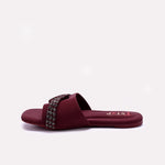 Maroon Flat Fancy Slippers for Women
