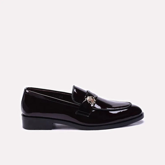 Mens Maroon Glossy Slip On Formal Shoes