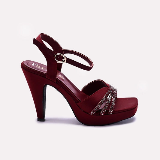 Maroon Pointed Heel Fancy Sandals 0421453