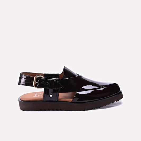 Mens Glossy Maroon Peshawari Chappal 0141099