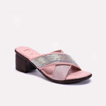 Peach Block Heel Casual Slippers