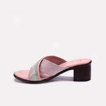 Womens Peach Block Heel Casual Slippers