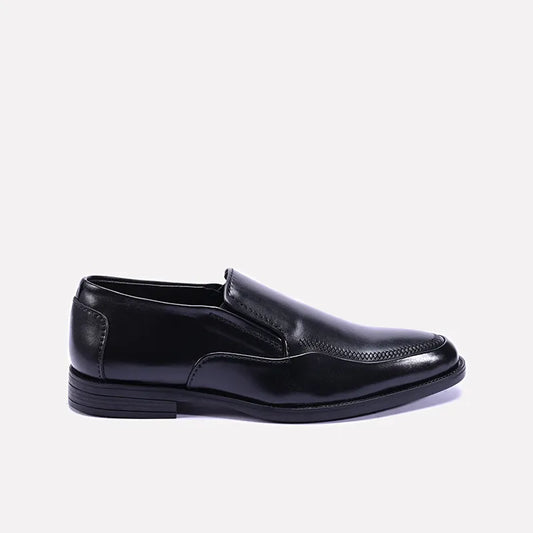 pioneer mens black slip on formal shoes