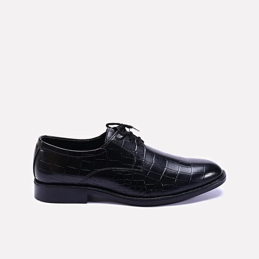 Venerable Black Textured Derby Shoes 0111096