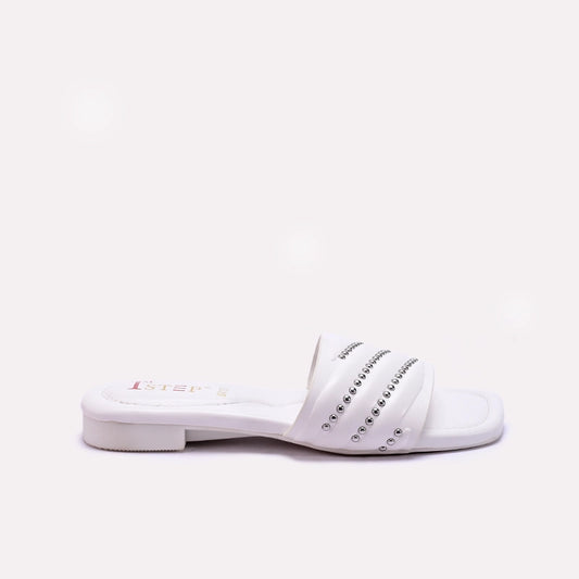 White Casual Flat Slippers 0413185