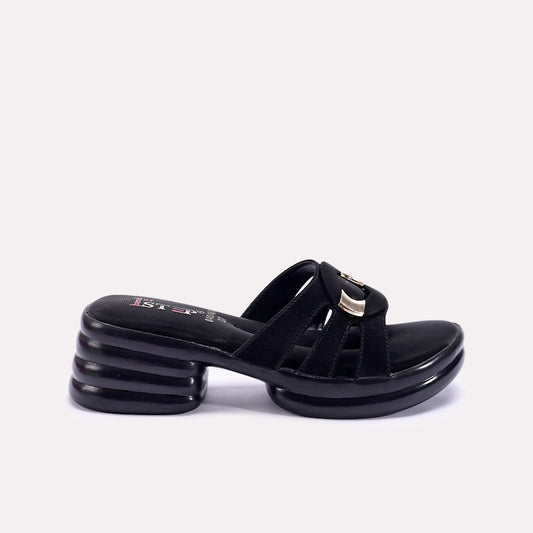 Womens Black Chunky Casual Slippers 0413161