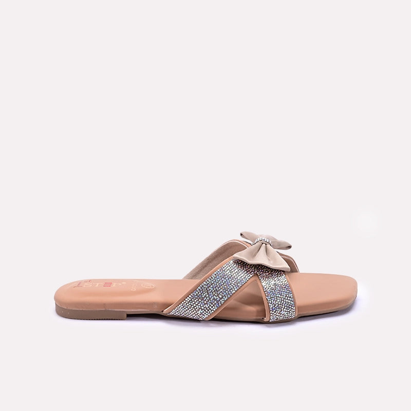 Womens Gold Fancy Criss Cross Slippers 0412723