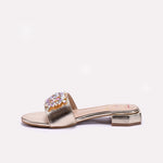 Womens Gold Fancy Flat Slippers 0413190