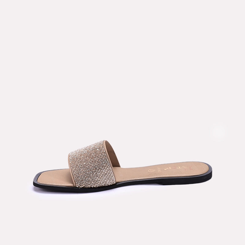 Womens Gold Flat Fancy Slippers 0412862