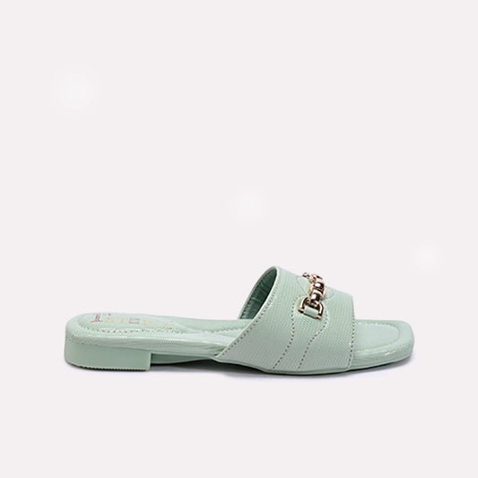 Womens Green Flat Casual Slippers 0413188