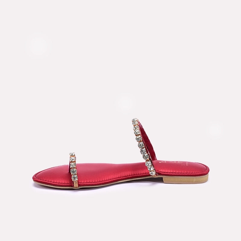 Womens Maroon Fancy Flat Slippers 0412774