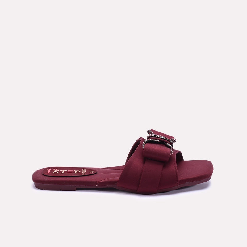 Womens Maroon Fancy Slippers 0412987