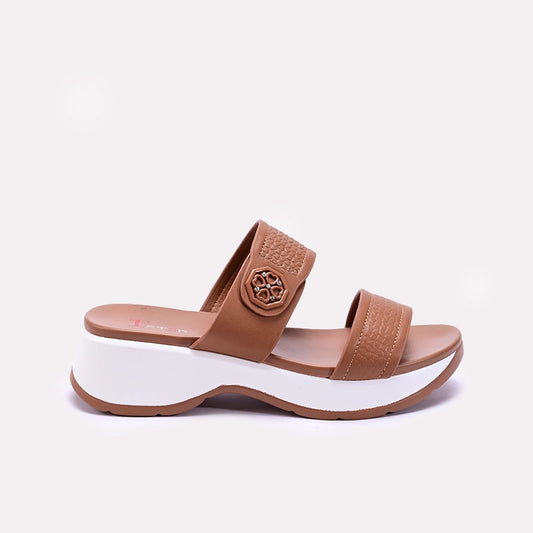 Womens Mustard Chunky Casual Slippers 0413320