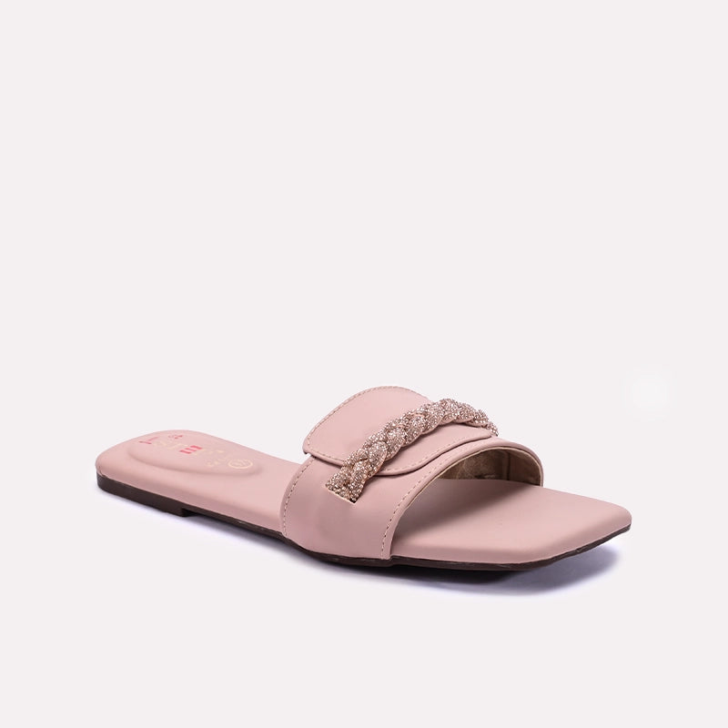 Womens Pink Fancy Flat Slippers 0412724 - Main Image