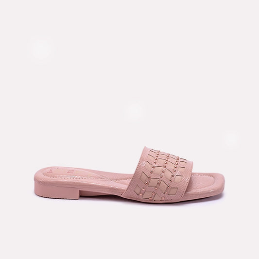Womens Pink Flat Fancy Slippers 0413186