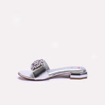 Womens Silver Fancy Flat Slippers 0413190