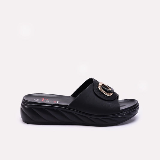 Womens Black Casual Slippers