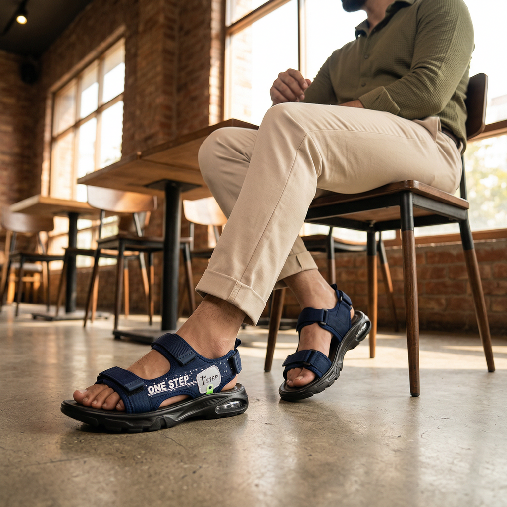 Blue Velcro Strap Sandals 0141181