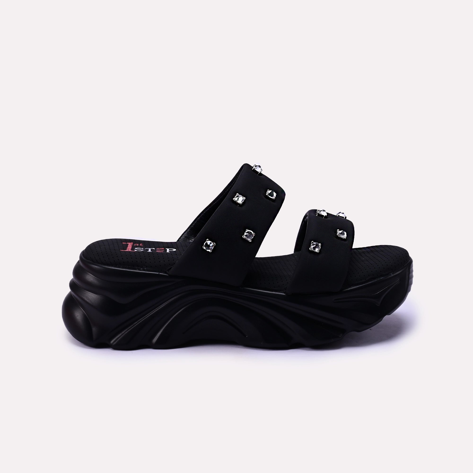 Ava Black Thick Casual Slipper 0412364