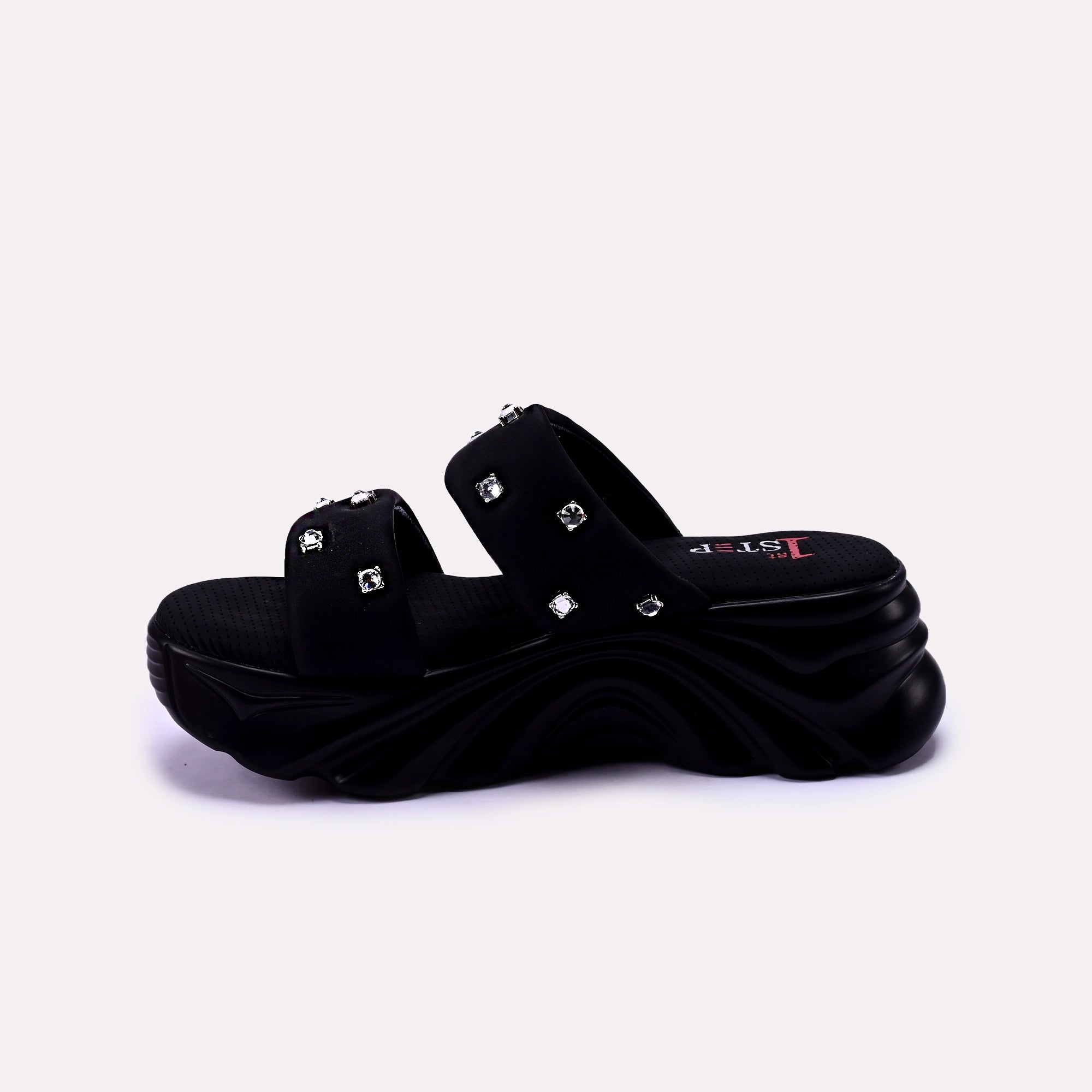 Ava Black Thick Casual Slipper 0412364