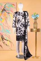 Noir Petals - 3 Piece Cotton Stitched Suit 15D0109