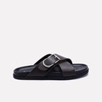 Dark Brown Criss Cross Casual Slides 0151111