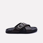 Dark Brown Criss Cross Casual Slides 0151111