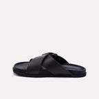 Dark Brown Criss Cross Casual Slides 0151111