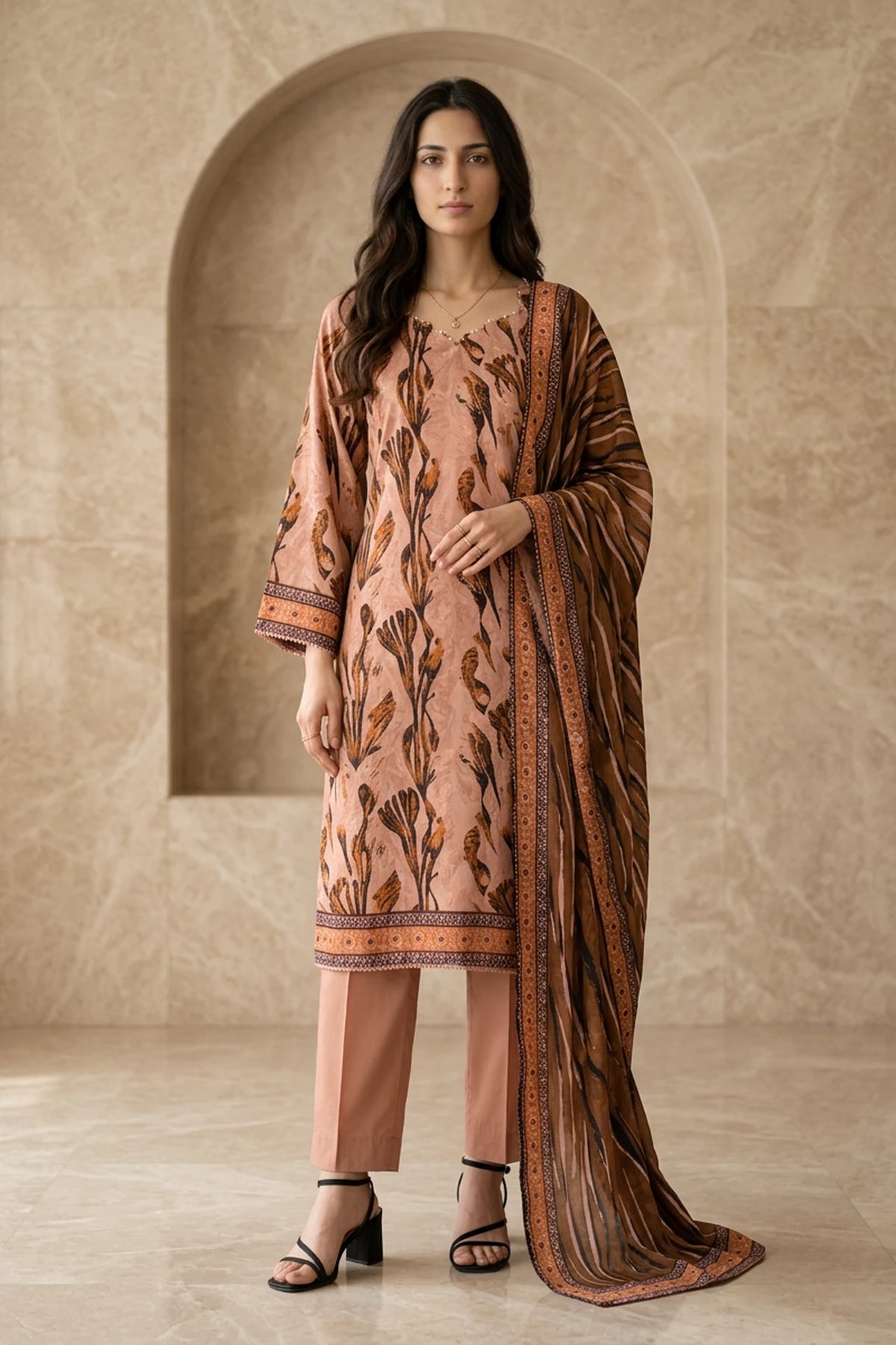 Rosavelle Mist – 3 Piece Stitched Viscose Linen Suit 1512304