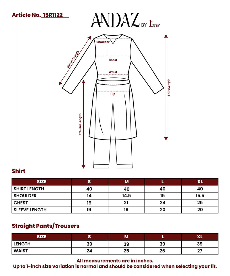 Veloura - 3 Piece Stitched Lawn Suit 15R1122