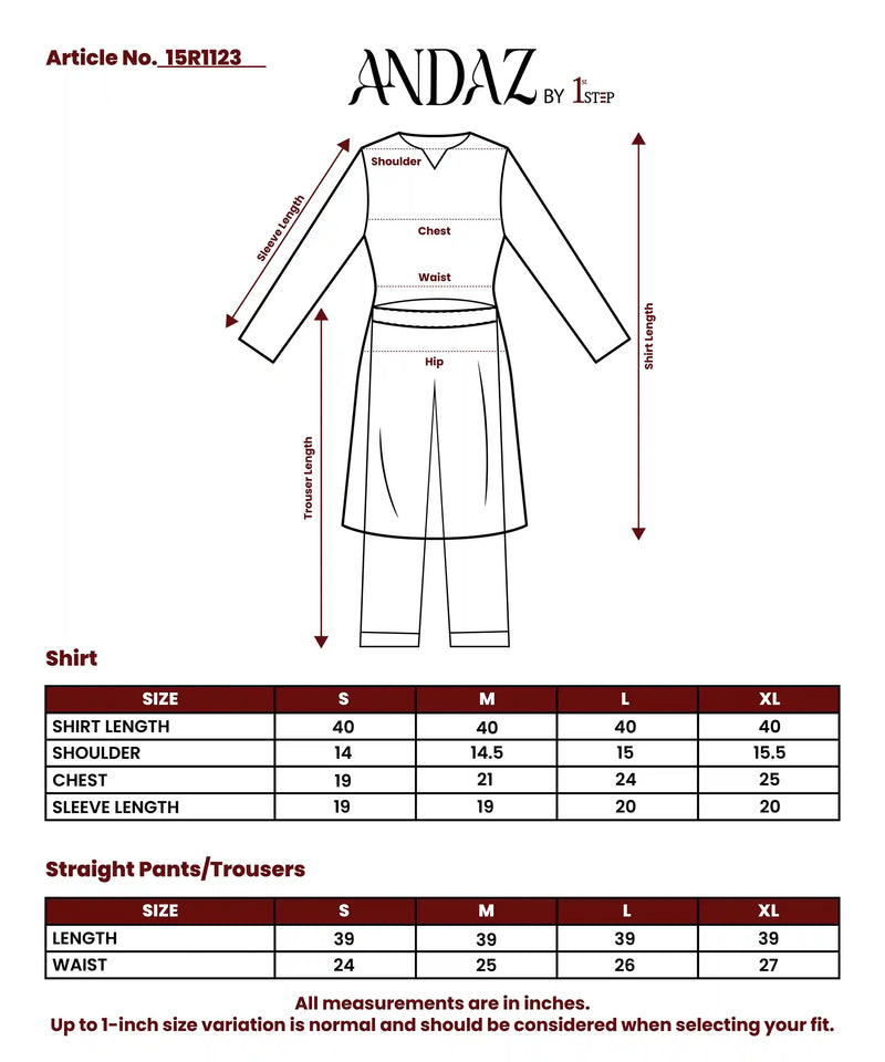 Rosoria - 3 Piece Stitched Lawn Suit 15R1123