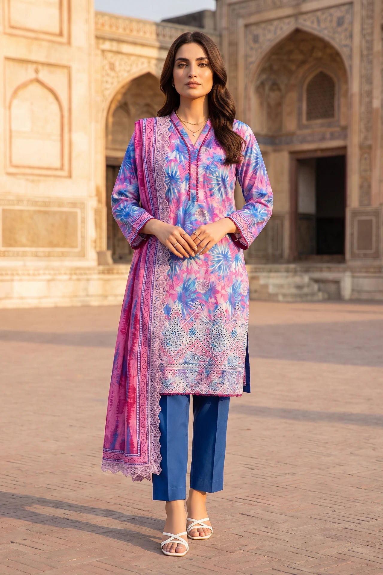 Blush Whisper – 3 Piece Stitched Lawn Suit 15R1150