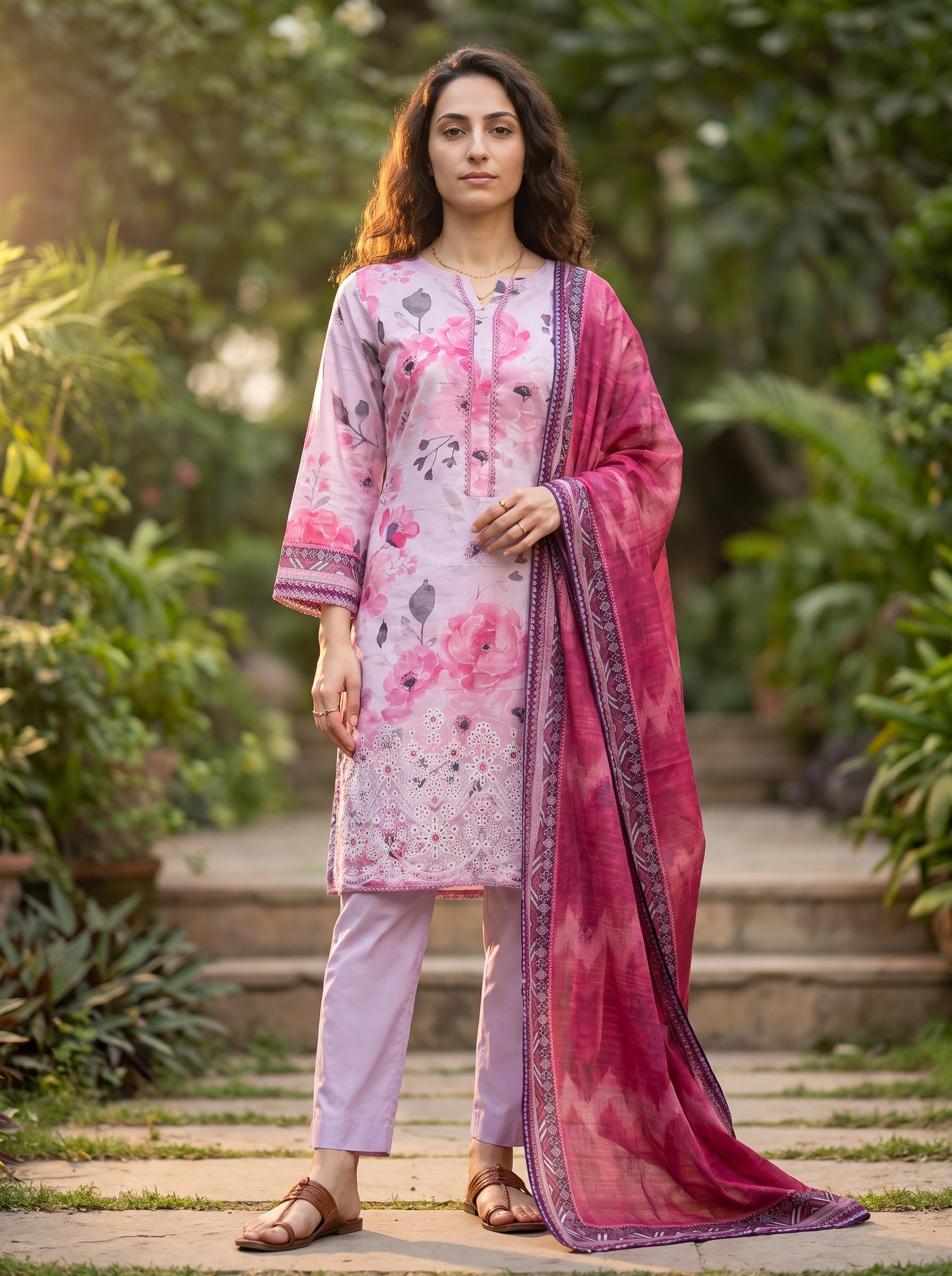 Rose Echo - 3 Piece Stitched Lawn Suit  15D0165