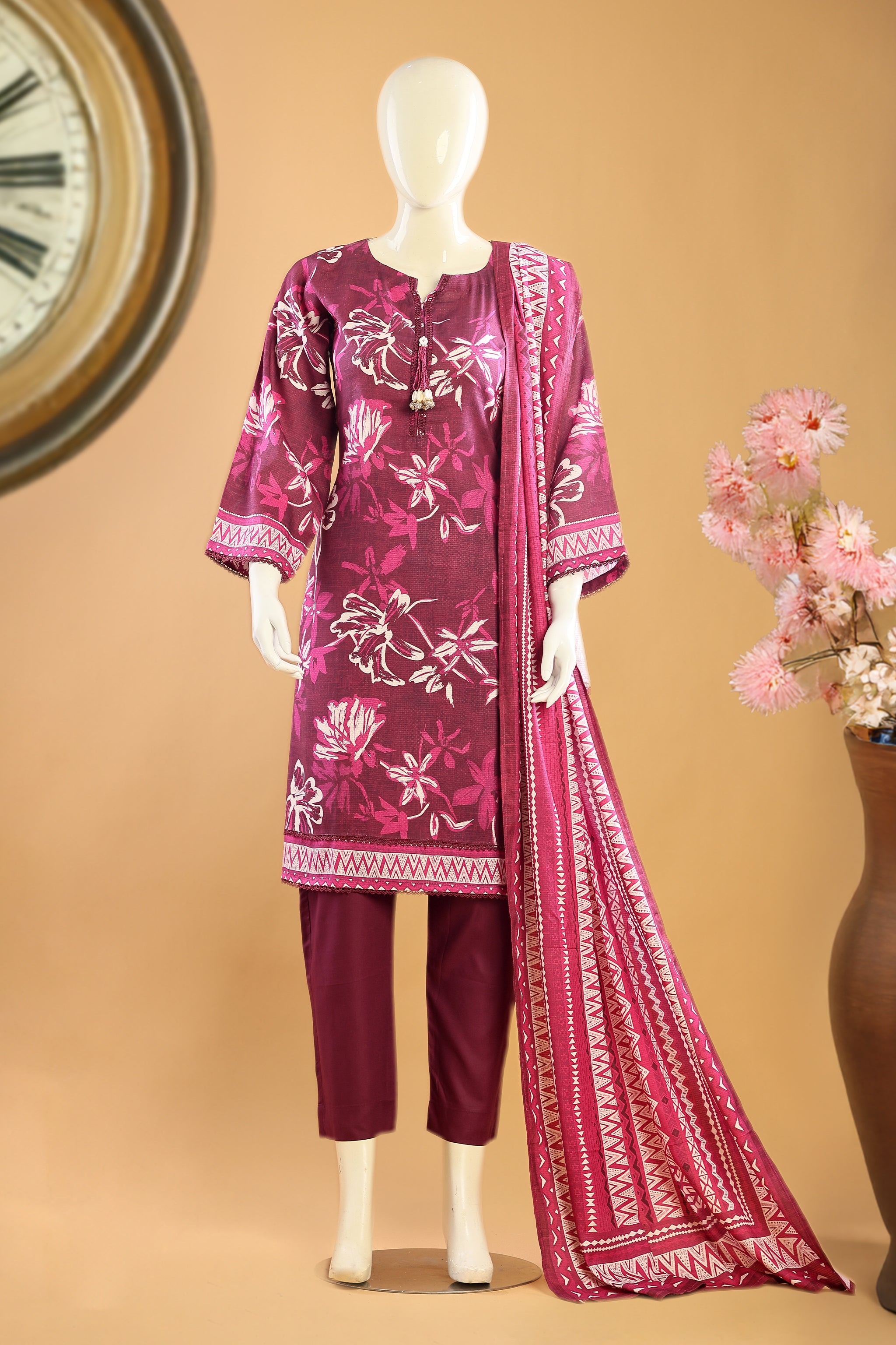 Veloura - 3 Piece Stitched Lawn Suit 15R1122