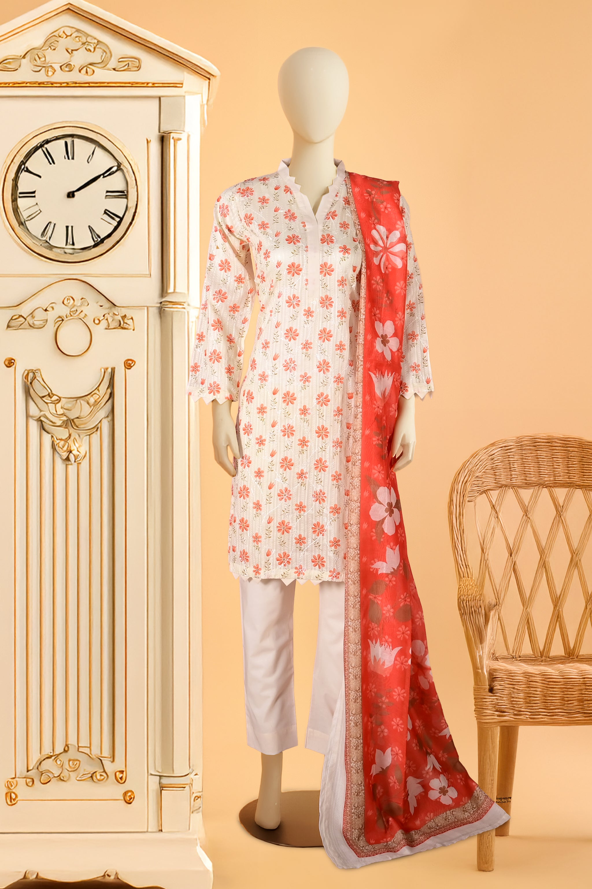Amber Blossom - 3 Piece Stitched Lawn Suit  15D0160