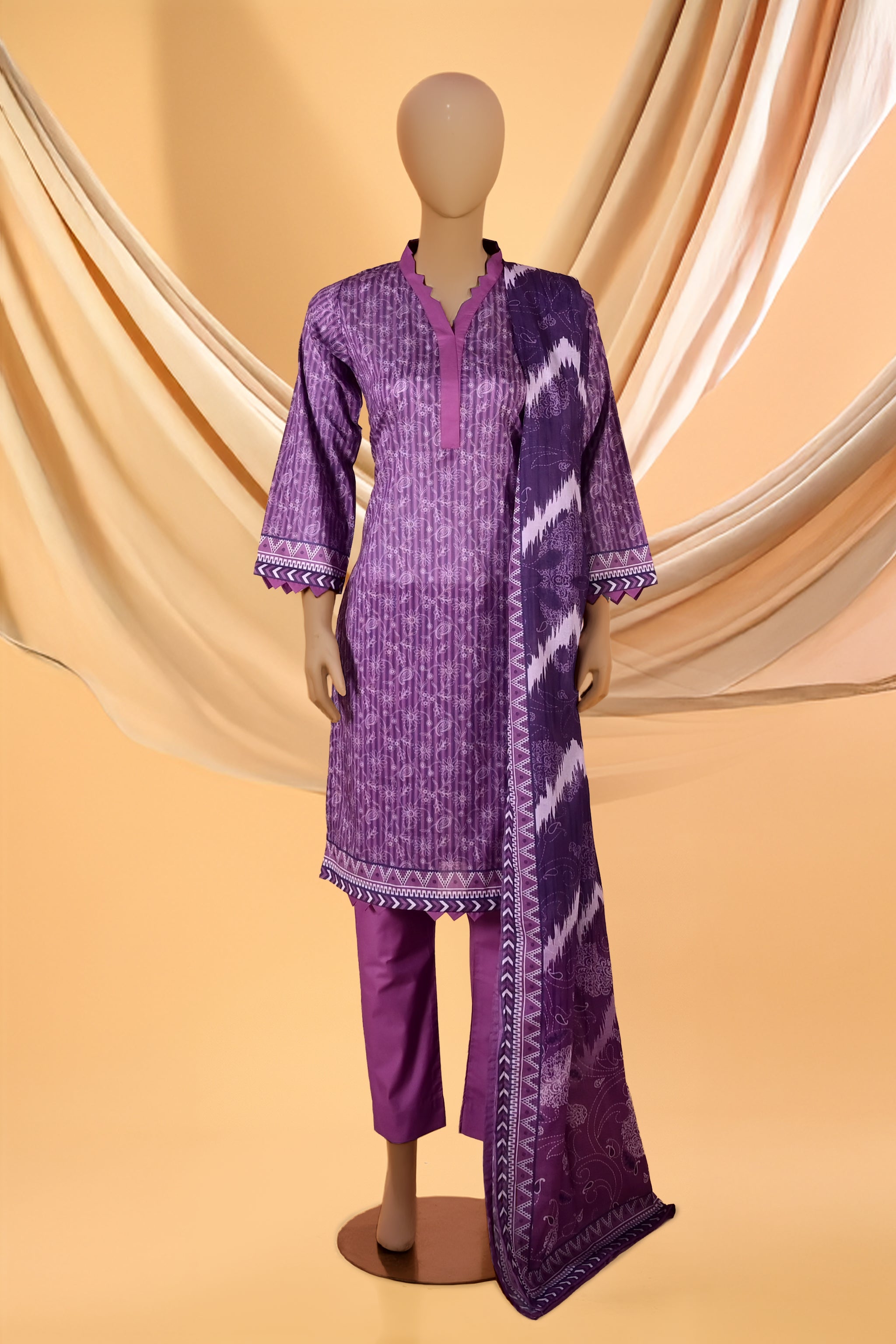 Aurelia Purple – 3 Piece Lawn Stitched Suit 15D0152