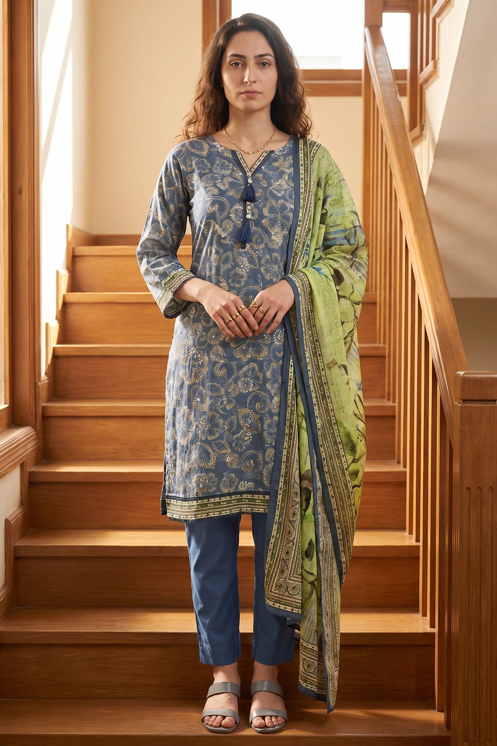 Sapphire Bloom - 3 Piece Stitched Lawn Suit 15R1115