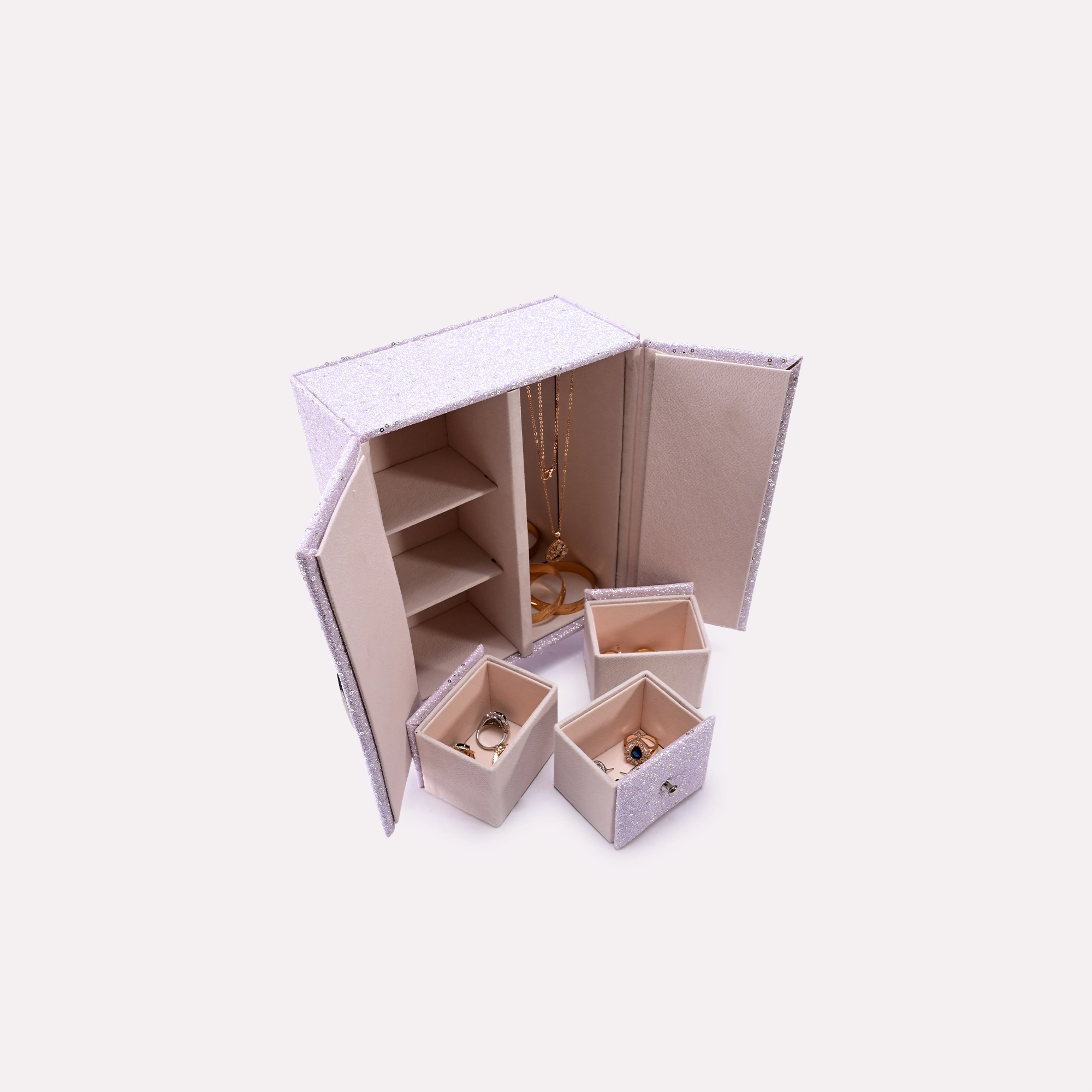 Purple Glitter Mini Armoire Jewellery Box 0835240