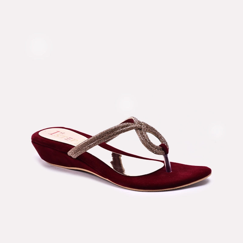 Maroon Womens Fancy Slippers 0413075