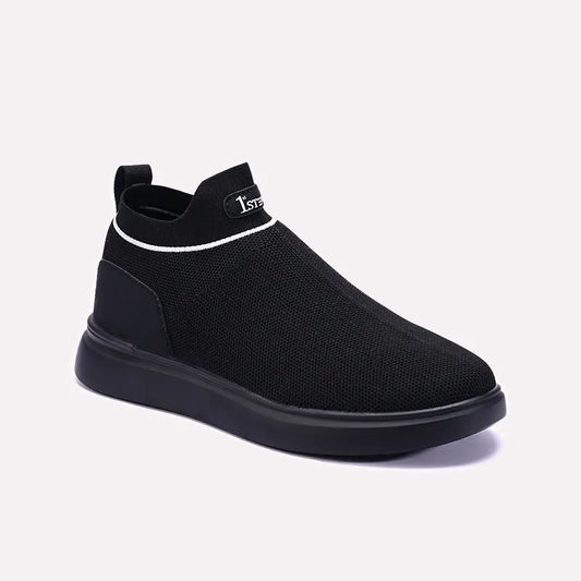 Black Ankle High Slip On Sneakers 0120570