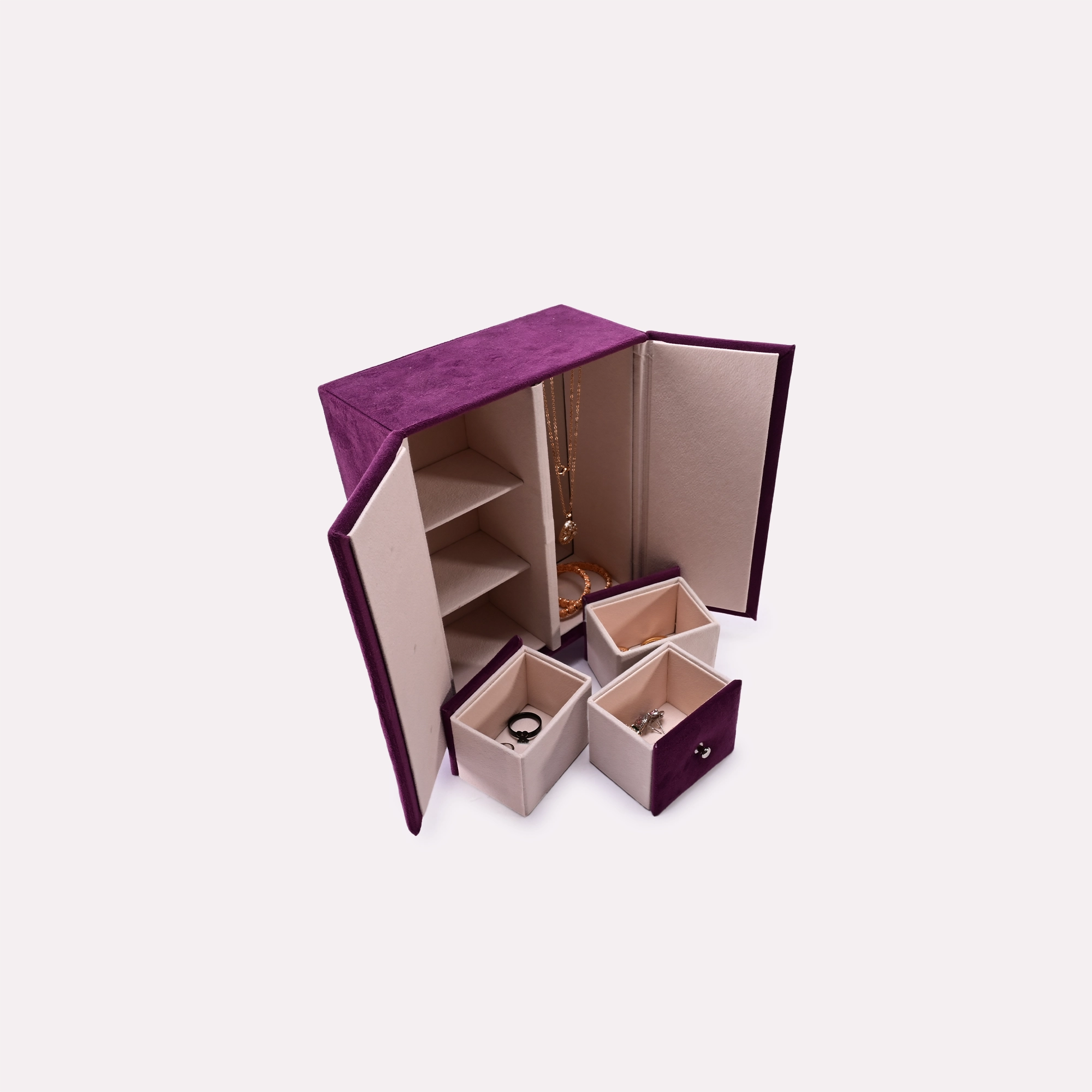 Purple Velvet Mini Armoire Jewellery Box0835239