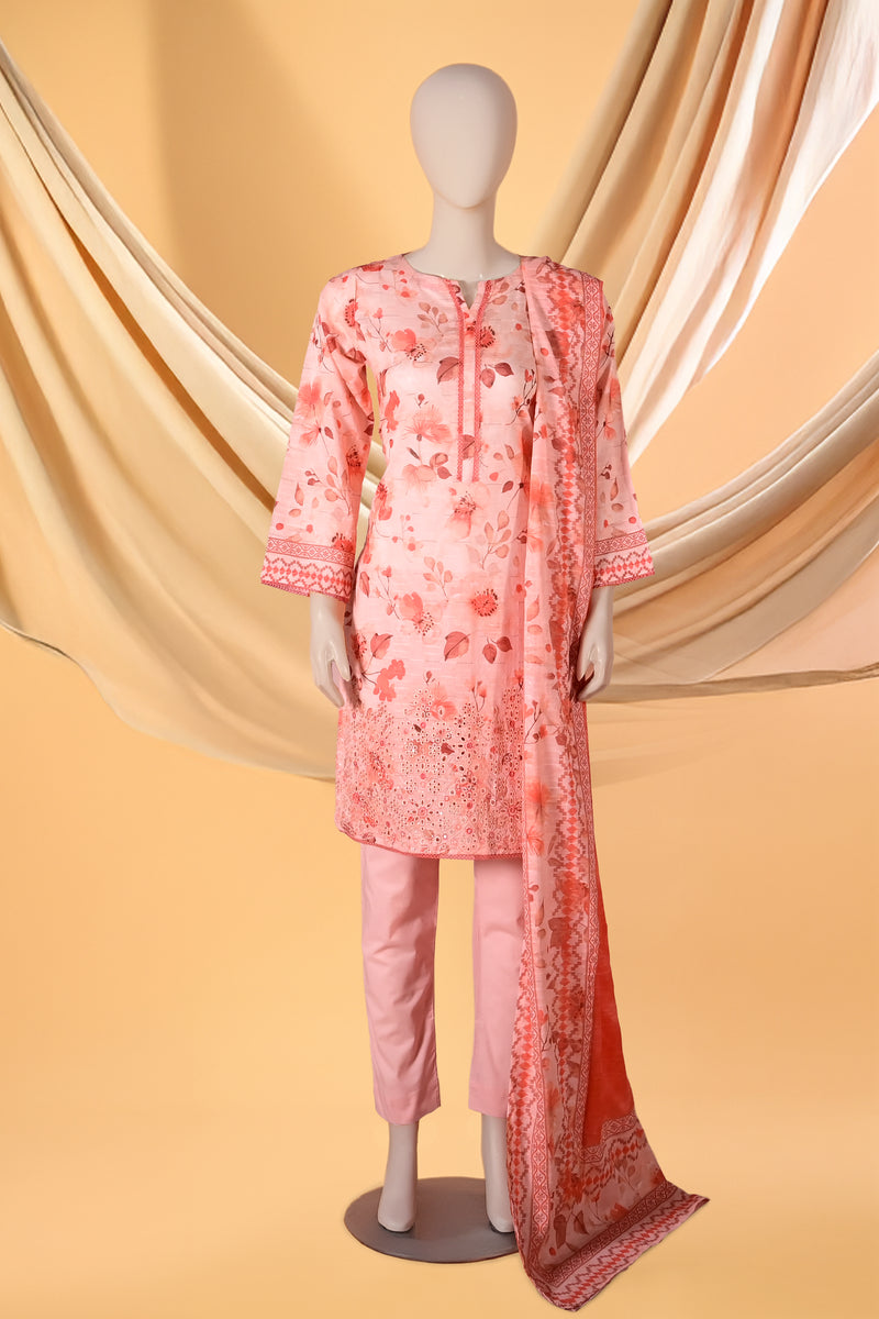 Flora Veil – 3 Piece Lawn Stitched Suit 15D0164