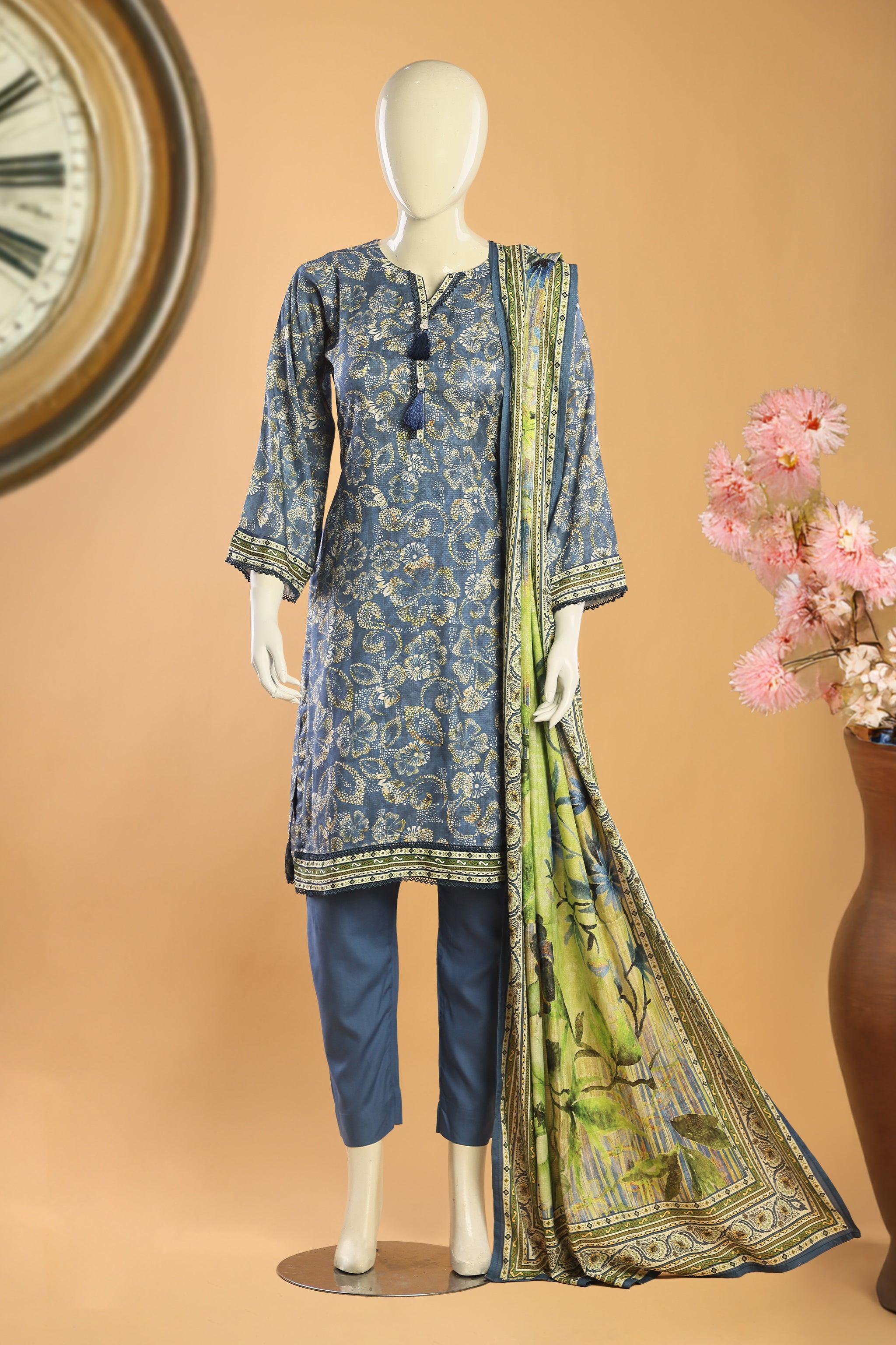 Sapphire Bloom - 3 Piece Stitched Lawn Suit 15R1115