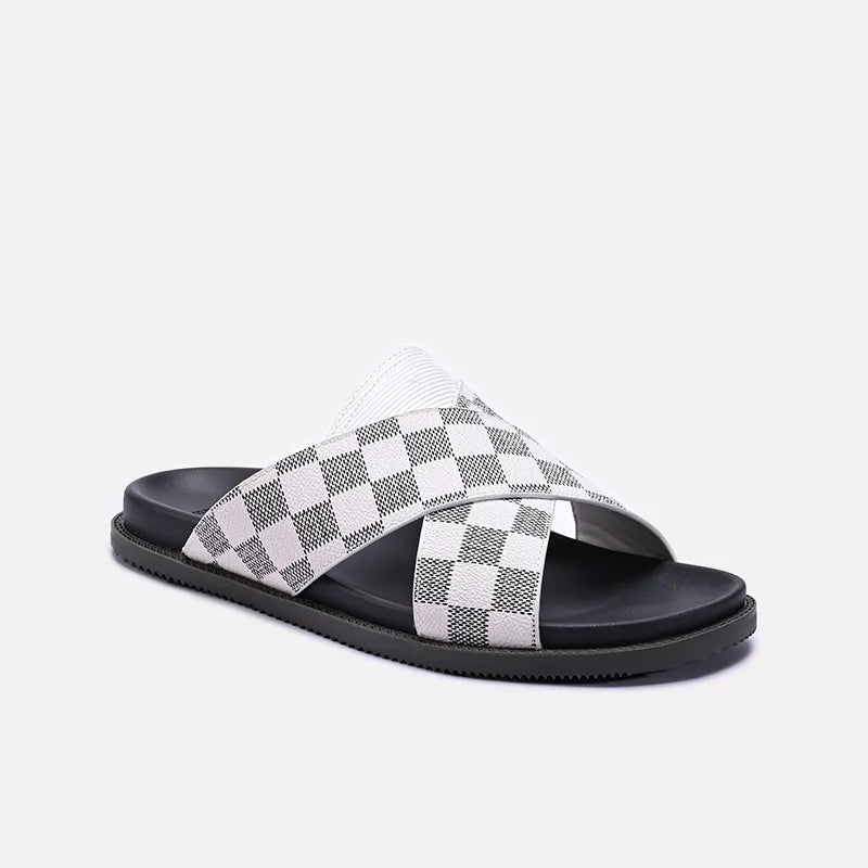 White Casual Criss Cross Slippers 0151124
